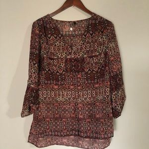 Maroon Boho Print Blouse